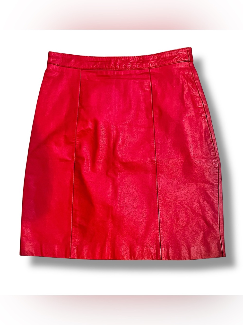 BERMANS Genuine Red Leather Mini Skirt SZ 4